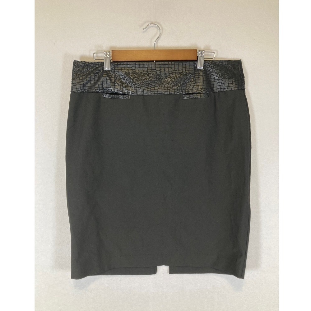 Office Siren Courtenay Women 14 Black Faux Croc Embossed Waist Pencil Skirt